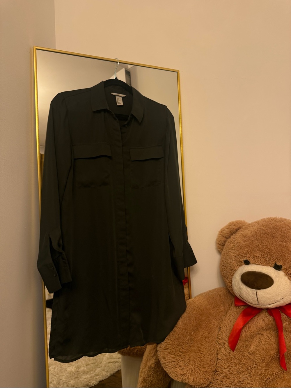 H&M Black Long-Sleeve Shirt Dress